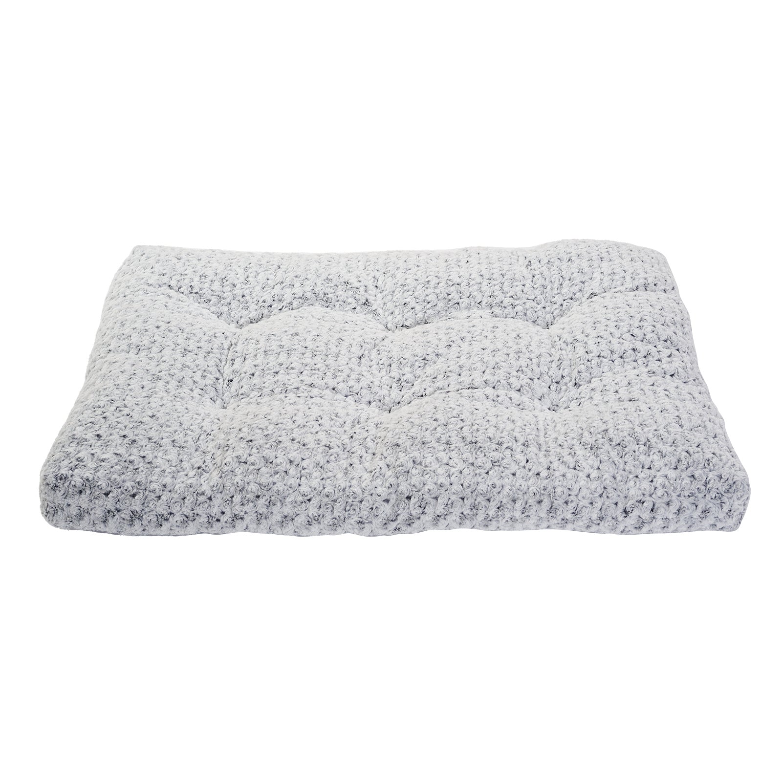 Wefulfil gray tufted plush dog crate bed pad with soft knitted texture rectangular cushion