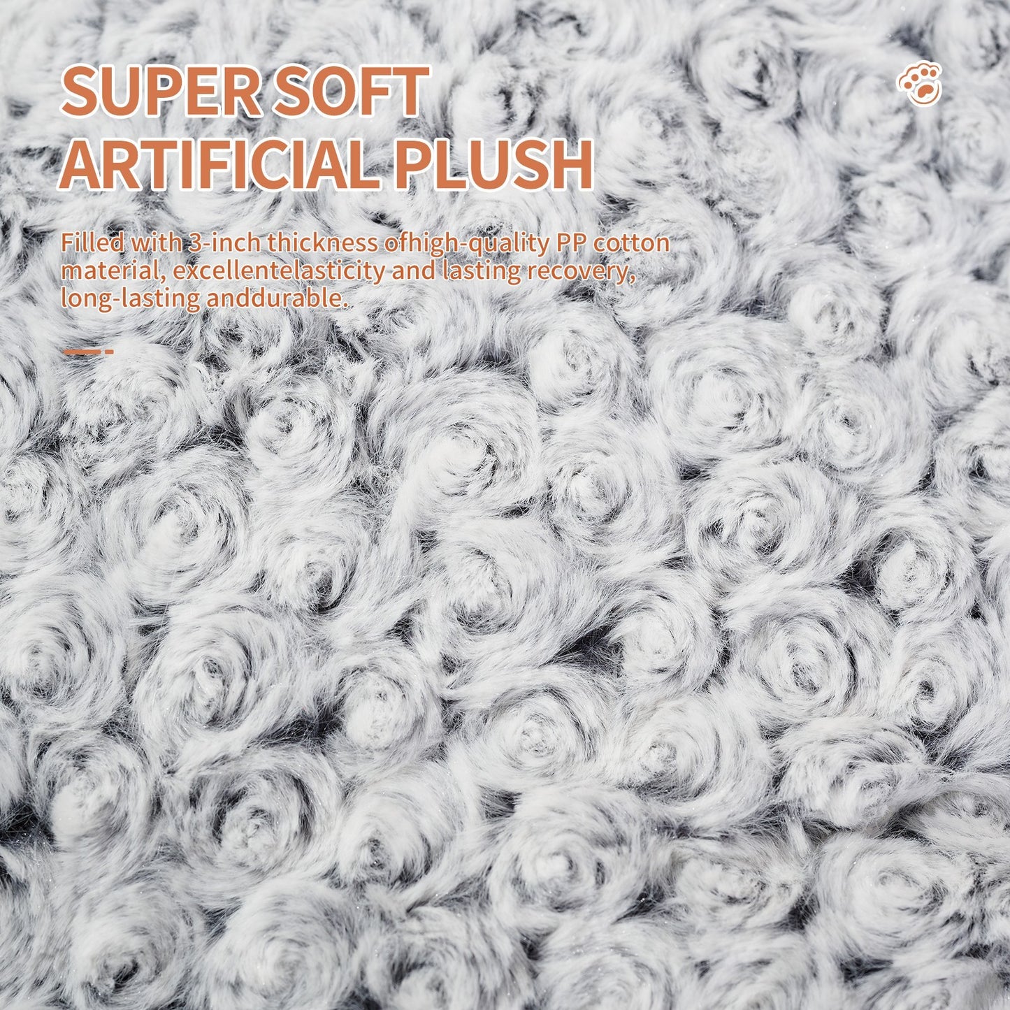Wefulfil dog crate bed pad super soft artificial plush close up gray swirled fleece texture for pets