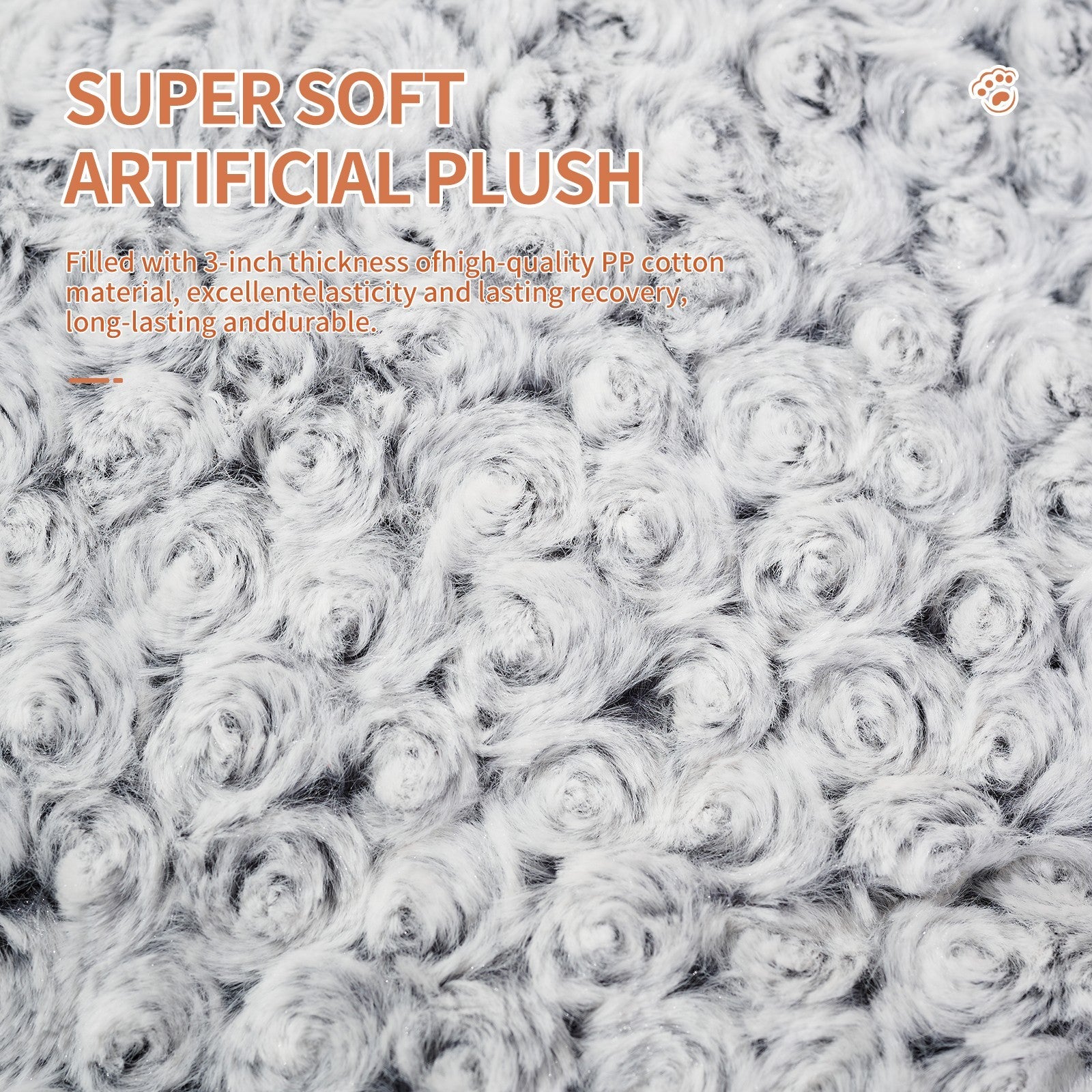 Wefulfil dog crate bed pad super soft artificial plush close up gray swirled fleece texture for pets