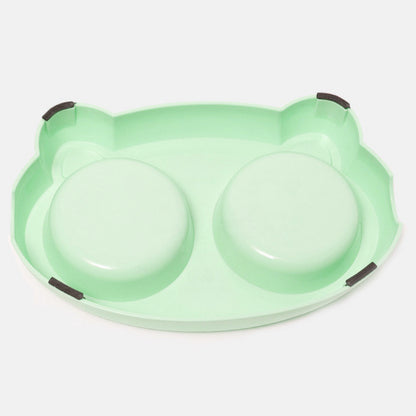 Wefulfil pet feeder stainless steel bowls with mint green plastic base and non-slip pads