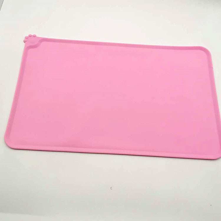 Pink silicone Pet Feeding Mat for preventing spills and keeping floors clean during mealtime