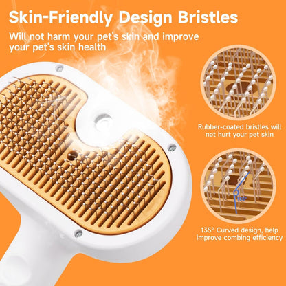 Wefulfil Pet Grooming Comb with Mousse featuring skin-friendly rubber-coated bristles and a 135 degree curved design