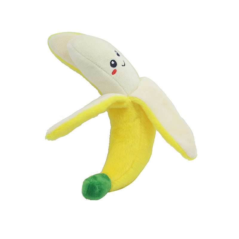 Cute banana-shaped Pet Plush Sound Toy for dogs with soft texture and built-in squeaker