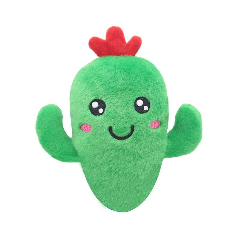 Cute green cactus Pet Plush Sound Toy with a smiling face and soft fabric for interactive play