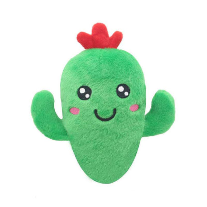 Cute green cactus Pet Plush Sound Toy with a smiling face and soft fabric for interactive play