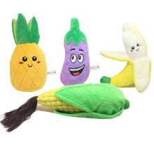 Colorful Pet Plush Sound Toy Set featuring Pineapple, Eggplant, Corn, and Banana for Fun Playtime