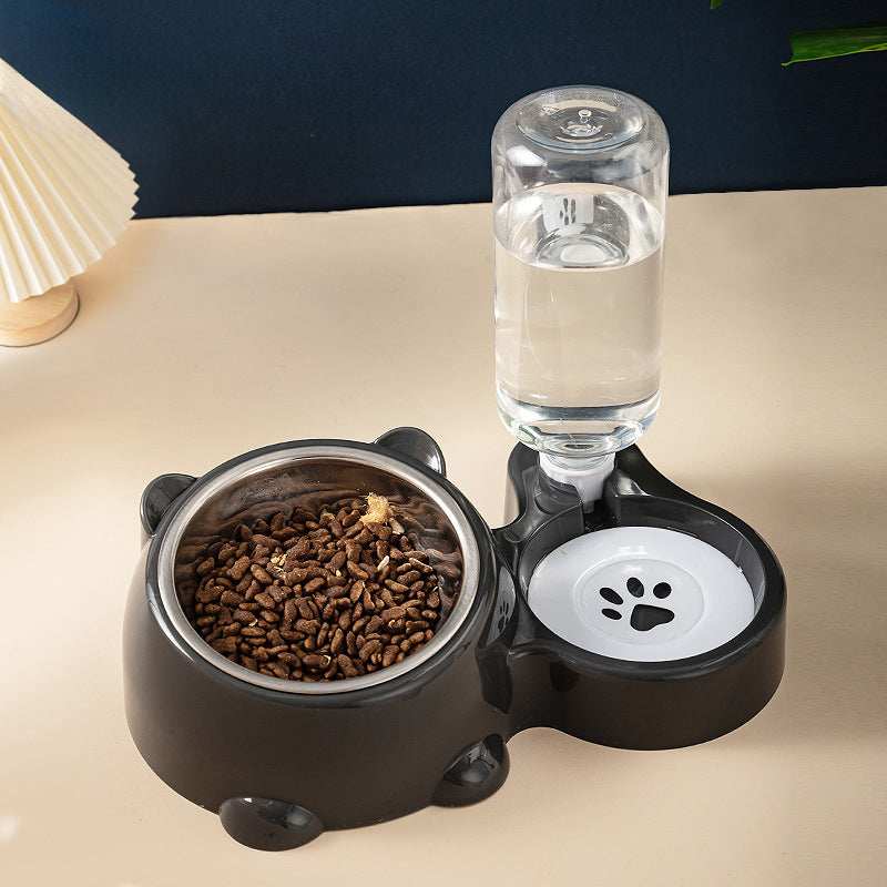 Pet Water Bottle and Bowl Combo with Food Storage for Convenient Pet Feeding