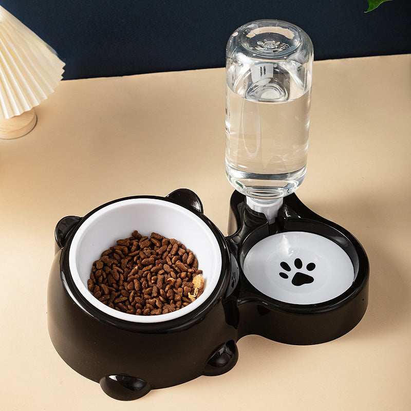 Pet Water Bottle and Bowl Set with Cat Paw Design for Convenient Pet Feeding and Hydration