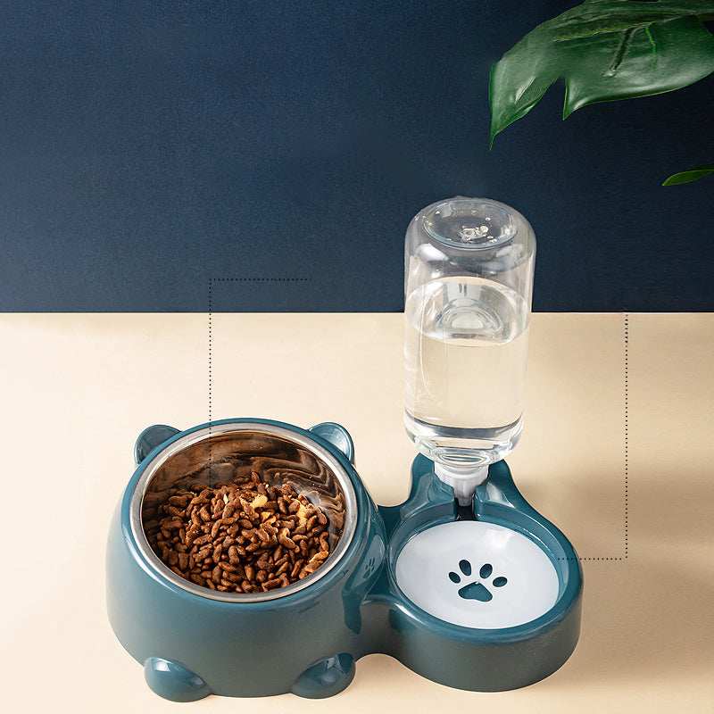 Pet Water Bottle and Bowl combo with food container for convenient pet feeding and hydration