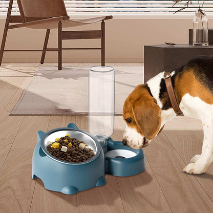 Innovative Pet Water Bottle and Bowl combo for dogs with a brown and white Beagle enjoying it