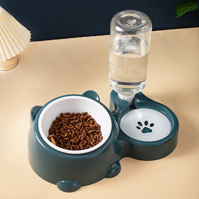 Pet Water Bottle and Bowl Combo with Food Section for Convenient Feeding and Hydration
