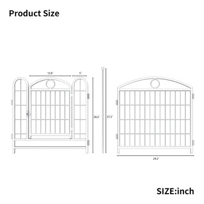 Wefulfil 8 Panel Metal Dog Playpen schematic showing panel dimensions gate latch and arched top design