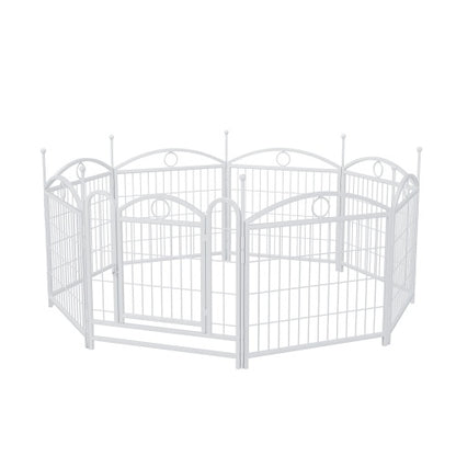 Wefulfil 8 Panel Metal Dog Playpen white octagonal metal pet play yard with access gate