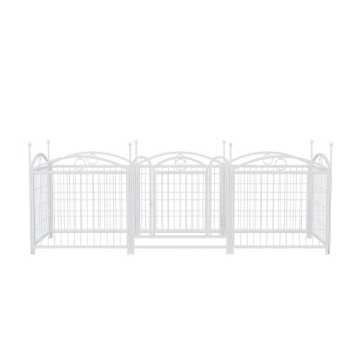 Wefulfil 8 Panel Metal Dog Playpen white decorative arched panels secure wire grid