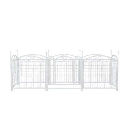 Wefulfil 8 Panel Metal Dog Playpen white decorative arched panels secure wire grid