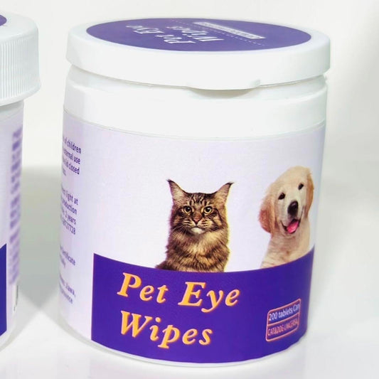 Wefulfil Pet Safe Eye Wipes jar with cat and dog images for gentle pet eye cleaning