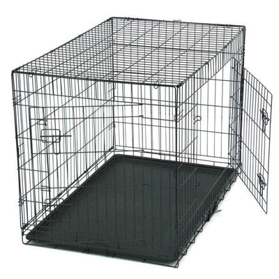 Black Dog Cage Wefulfil collapsible metal wire crate with removable plastic tray and side door