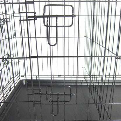 Wefulfil Black Dog Cage metal wire crate with removable plastic tray and double door latches for pets