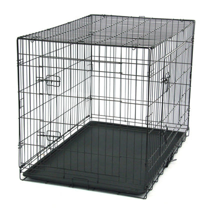 Wefulfil Black Dog Cage collapsible metal wire crate with removable plastic tray for home use