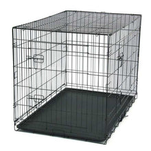 Wefulfil Black Dog Cage metal wire crate with removable plastic tray and front latch
