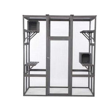 Wefulfil Outdoor Cat Enclosure Cage large gray freestanding mesh run with multiple platforms and hide boxes