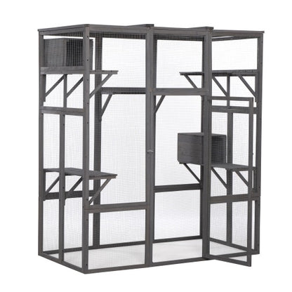 Wefulfil Outdoor Cat Enclosure Cage large multi level wooden frame with mesh platforms and nesting boxes