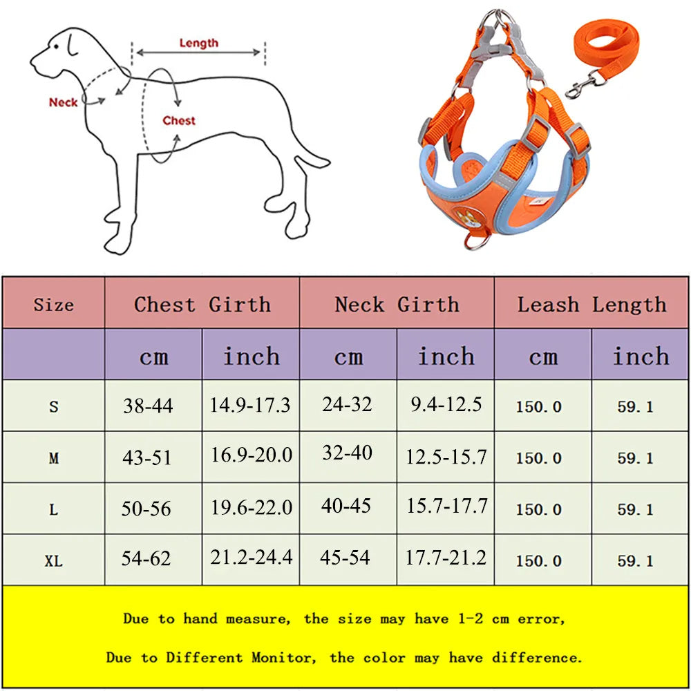 Wefulfil no pull dog harness for small dogs orange padded adjustable harness with matching leash and size chart