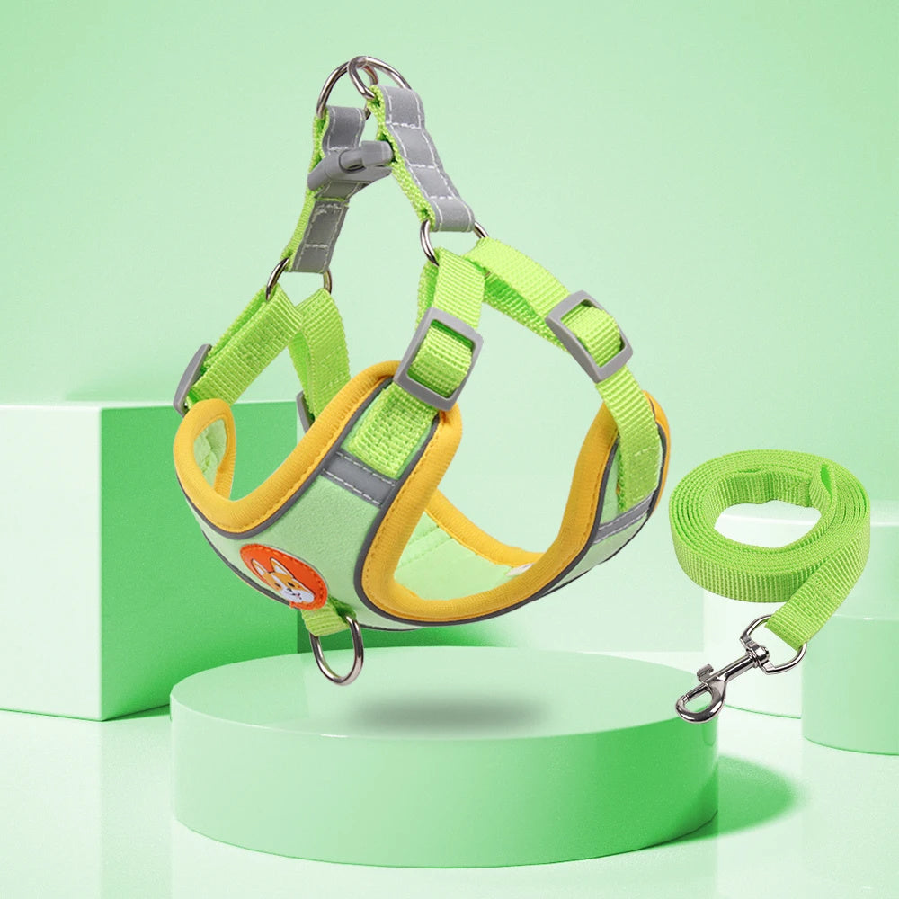 Wefulfil no pull dog harness for small dogs lime green padded adjustable reflective harness with matching leash