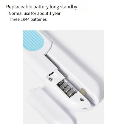 Wefulfil LED pet nail clippers open showing replaceable battery compartment with three LR44 cells