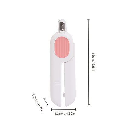 Wefulfil LED pet nail clippers white pink compact foldable trimmer with safety guard and built in LED light