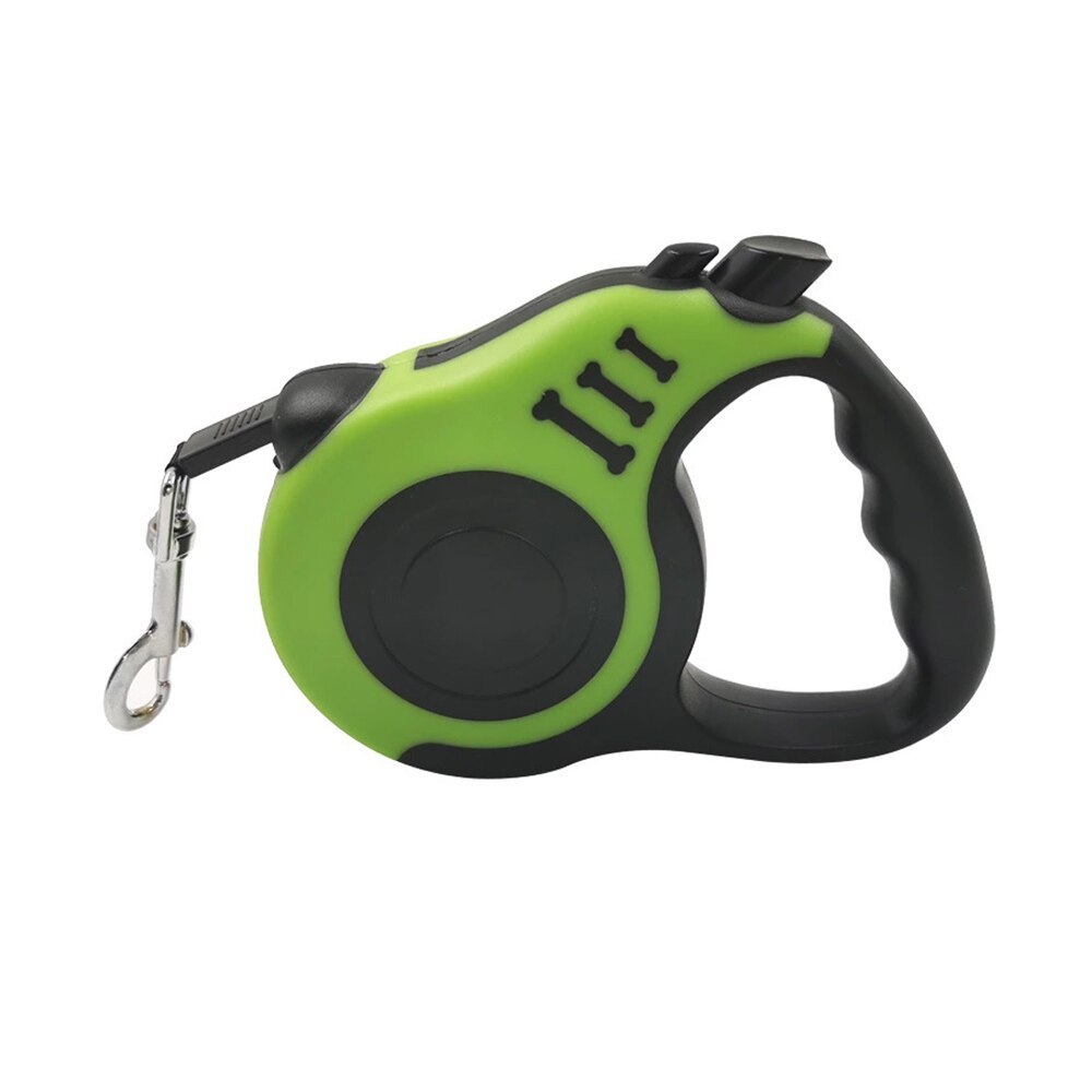 Wefulfil Retractable Dog Leash in green and black with ergonomic handle and metal clip for walking