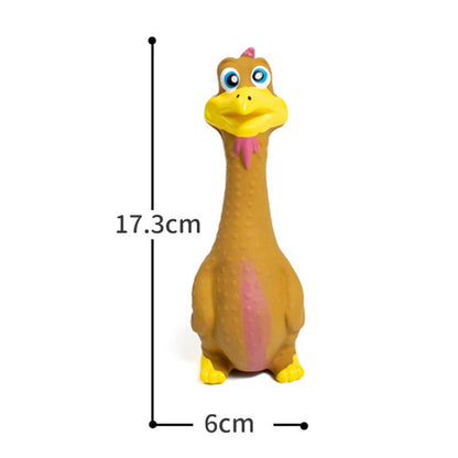 Wefulfil screaming chicken dog toys brown yellow rubber squeaky toy 17 cm tall for small dogs