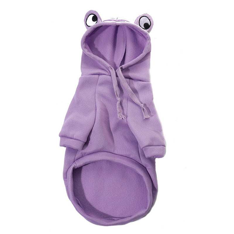 Dropshipman Adorable Frog Halloween Costume purple pet hoodie with frog eye hood and front leg openings