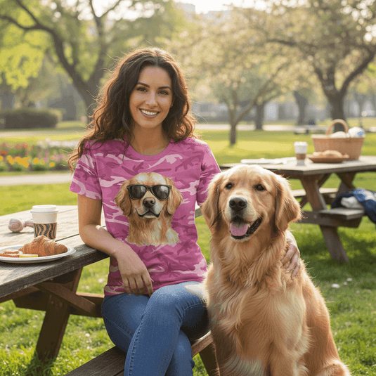Golden Retriever Camo Tee - Cool Dog with Sunglasses - Purrfect Pet Haven