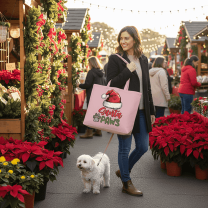 Santa Paws Holiday Tote with Santa Hat for Dog Lovers - Purrfect Pet Haven