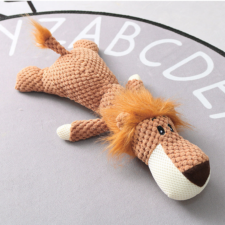 Wefulfil Plush Cartoon Animal Dog brown textured lion mane pet chew toy for small and medium dogs