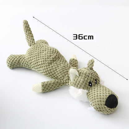 Wefulfil Plush Cartoon Animal Dog green textured 36cm flat chew toy for small to medium dogs