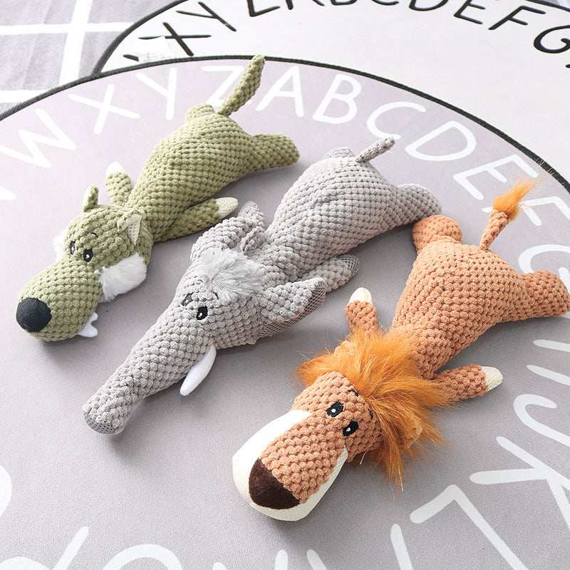 Wefulfil Plush Cartoon Animal Dog chew toys set of three textured plush animals crocodile elephant and lion for dogs