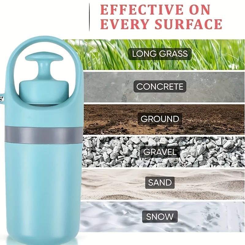 Wefulfil Portable Dog Poop Scooper in blue showing effectiveness on grass concrete ground gravel sand and snow