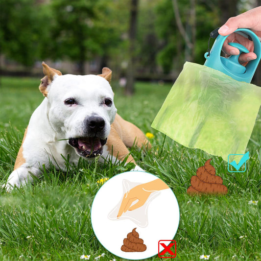Wefulfil Portable Dog Poop Scooper in use with green bag for easy pet waste cleanup outdoors