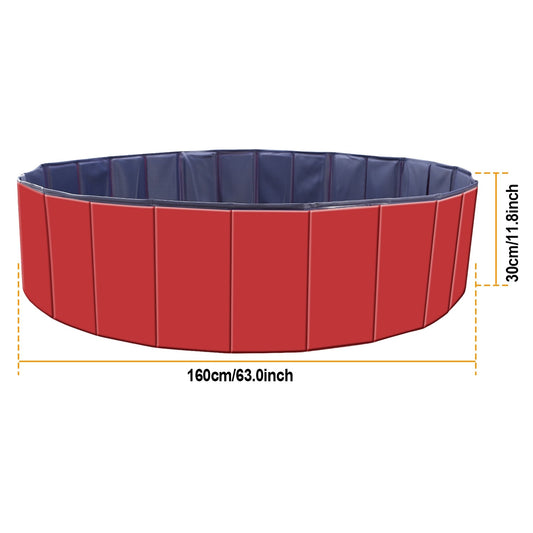 Wefulfil Portable Foldable Dog Pool in red and blue with 63 inch diameter and 12 inch height for pet use