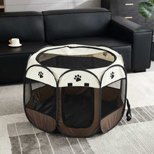 Portable Pet Playpen with mesh sides and zippered entry for indoor or outdoor use