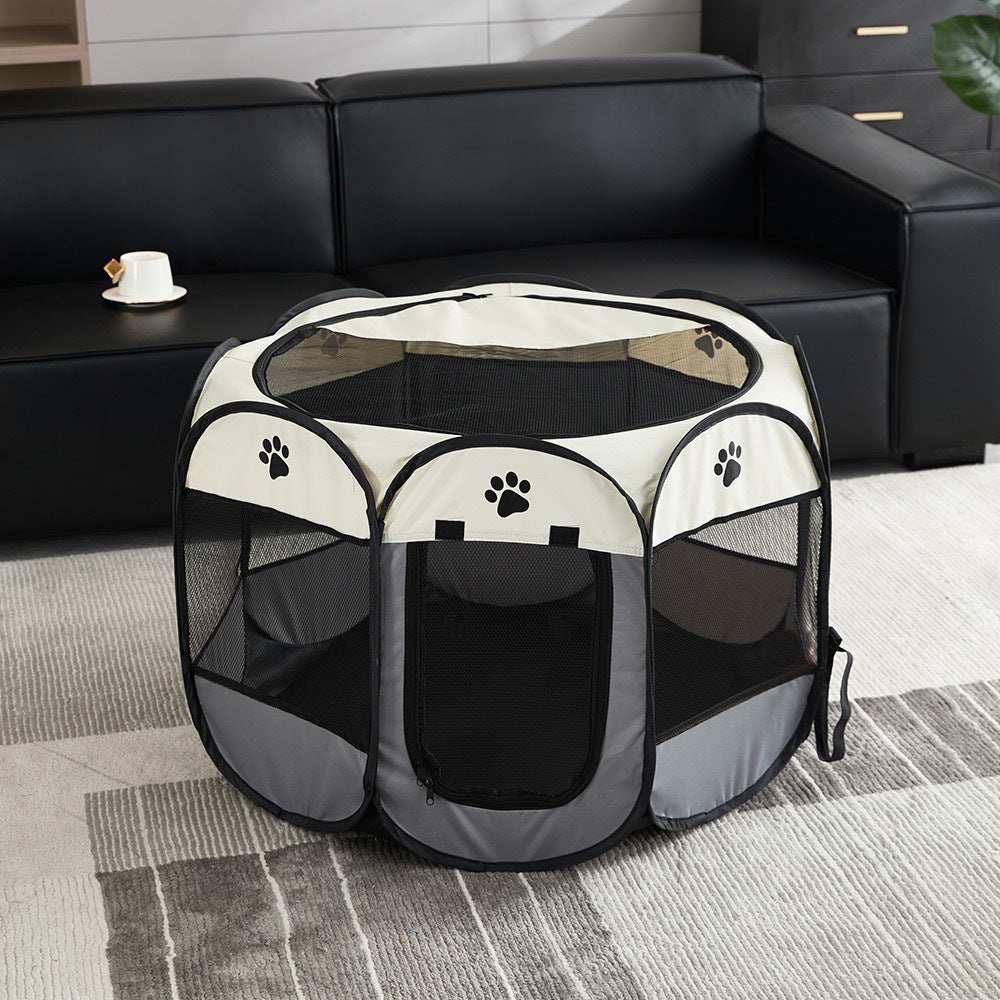 Portable Pet Playpen with mesh sides for safe indoor and outdoor pet containment