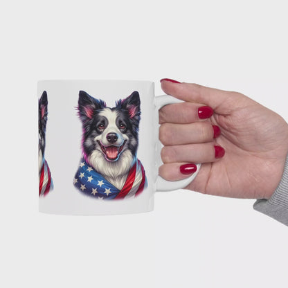 Border Collie Patriotic Dog Ceramic Mug - 11oz & 15oz