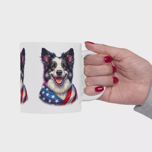 Border Collie Patriotic Dog Ceramic Mug - 11oz & 15oz