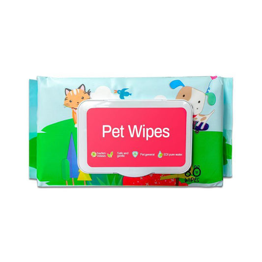 Wefulfil Pet Wipes pack with cartoon cat and dog resealable lid for gentle grooming Safe Cleaning Care Pet