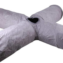 Purrfect Pet Haven collapsible cat tunnel gray four way cross design with center opening for playful cats