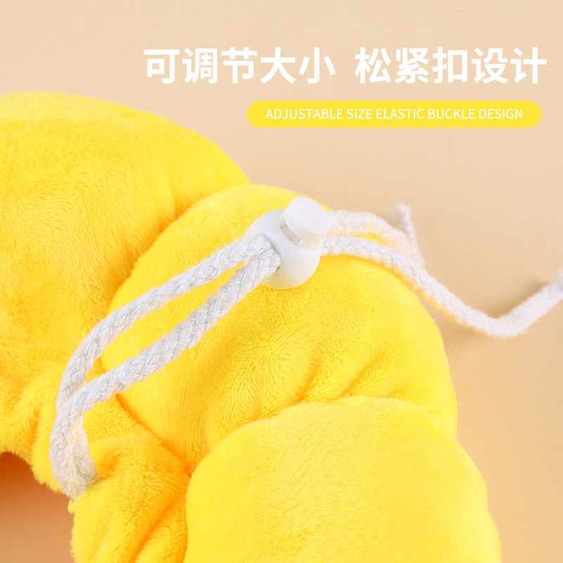 Wefulfil Recovery Neck Cone with adjustable size elastic buckle design in yellow plush material