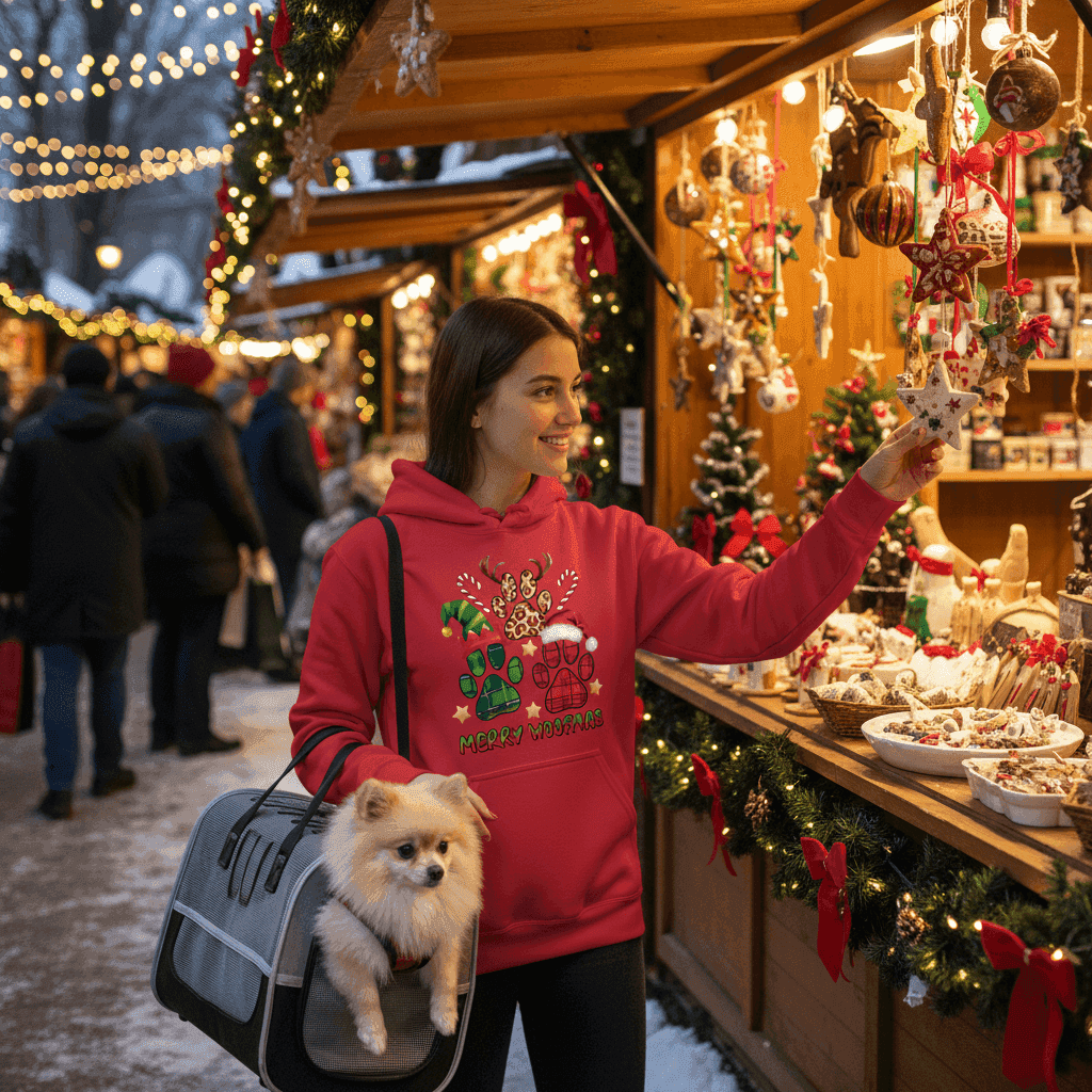 Merry Woofmas Holiday Hoodie with Reindeer Antlers for Dogs - Purrfect Pet Haven