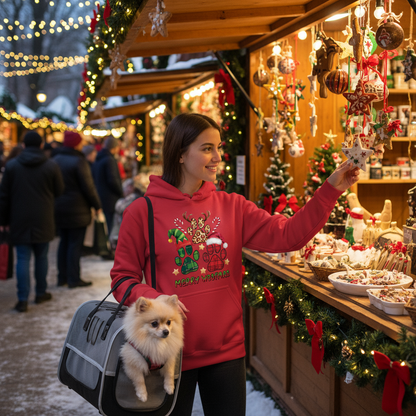 Red Merry Woofmas Hoodie Lifestyle